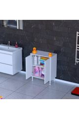 Arden 55 cm Beyaz 2 Bölmeli Banyo Düzenleyici Dolap 1 Raflı Çok Amaçlı Mutfak Dolabı 55x75x32,5 cm