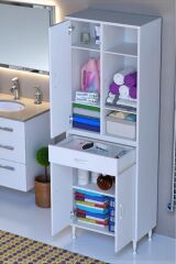 Rivo 4 Raflı Banyo/Mutfak Dolabı 55 cm Beyaz Renkli Çok Amaçlı Dolap 55x173x32,5 cm Ebatlarında