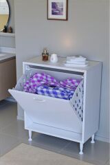 Sare 55 cm Beyaz Sepetli Banyo Dolabı,Mutfak Dolabı 55x75x32,5 cm Oyuncak Sepeti Çok Amaçlı Dolap
