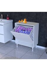 Sare 55 cm Beyaz Sepetli Banyo Dolabı,Mutfak Dolabı 55x75x32,5 cm Oyuncak Sepeti Çok Amaçlı Dolap