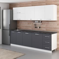 Minar 255 Cm Mutfak Dolabı Beyaz Antrasit 255-A2