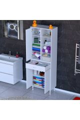 Funci Beyaz Renk G:55 cm Banyo Dolabı 3 Kapaklı 7 Raflı Dolap 55x173x32,5 cm Boyutlarında Dolap