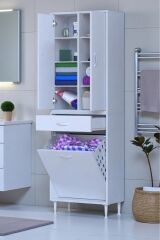 Reli Dolap Beyaz Çok Kullanımlı 55 cm Eninde Banyo Dolabı 55x171x32,5 cm 2 Kapak 6 Raf Dolap