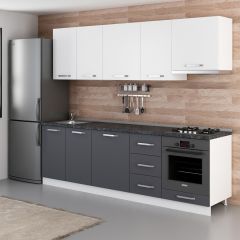 Minar 255 Cm Mutfak Dolabı Beyaz Antrasit 255-A5