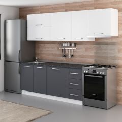 Minar 255 Cm Mutfak Dolabı Beyaz Antrasit 255-A7