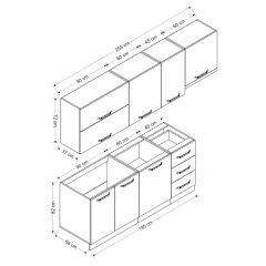 Minar 255 Cm Mutfak Dolabı Beyaz Antrasit 255-A7