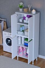 Nuve Geniş Depolama Alanlı Dolap 55 cm Banyo/Mutfak Çok Fonksiyonlu 55x138x32,5 cm Saklama Dolabı