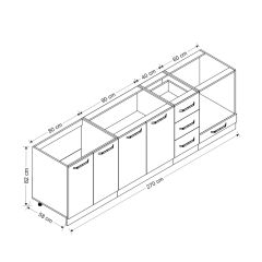 Minar 270 Cm Mutfak Dolabı Beyaz 270-B6-Alt Modül