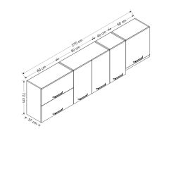 Minar 270 Cm Mutfak Dolabı Beyaz 270-B7-Üst Modül