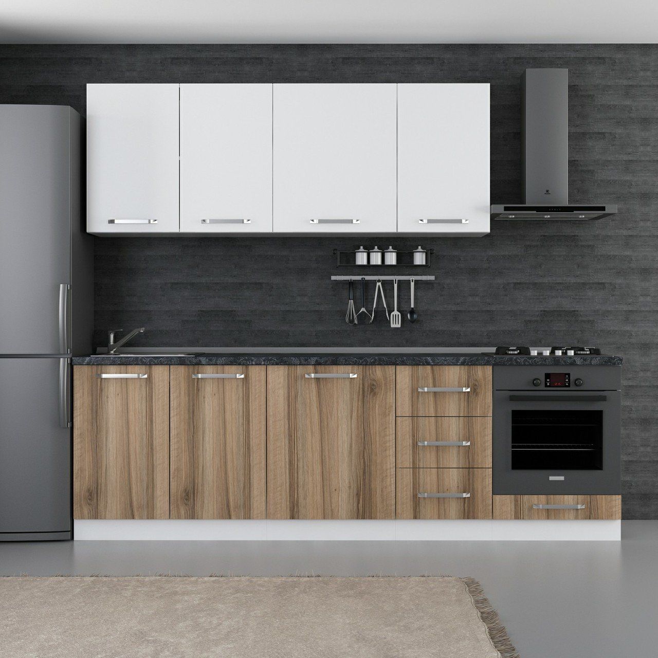 Minar 255 Cm Mutfak Dolabı Beyaz Dore 255-D3