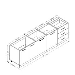 Minar 270 Cm Mutfak Dolabı Beyaz Antrasit 270-A1-Alt Modül