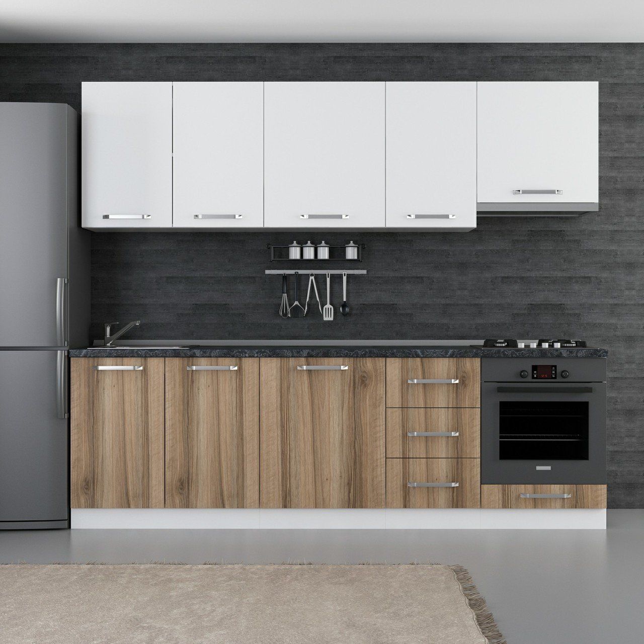 Minar 255 Cm Mutfak Dolabı Beyaz Dore 255-D5