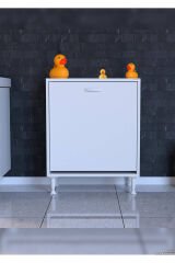 Sare 60 cm Beyaz Sepetli Banyo Dolabı,Mutfak Dolabı 60x75x32,5 cm Oyuncak Sepeti Çok Amaçlı Dolap