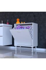 Sare 60 cm Beyaz Sepetli Banyo Dolabı,Mutfak Dolabı 60x75x32,5 cm Oyuncak Sepeti Çok Amaçlı Dolap