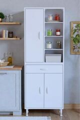 Funci Beyaz Renk G:60 cm Banyo Dolabı 3 Kapaklı 7 Raflı Dolap 60x173x32,5 cm Boyutlarında Dolap