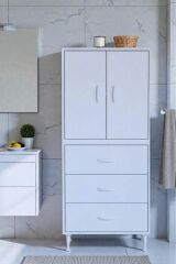 Alia Çok Kullanışlı Dolap G:60 cm Üst Bölme Kapaklı Alt Bölme Çekmeceli 60x138x32,5 cm Modüler Dolap