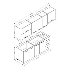 Minar 260 Cm Mutfak Dolabı Beyaz 260-B4
