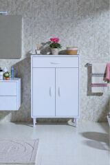 Taha 60 cm 3 Bölmeli Beyaz Çok Amaçlı Dolap 2 Raflı Banyo Mutfak Dolabı 60x88x32,5 cm Düzenleyici