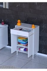 Taha 60 cm 3 Bölmeli Beyaz Çok Amaçlı Dolap 2 Raflı Banyo Mutfak Dolabı 60x88x32,5 cm Düzenleyici