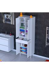 Nexa Modüler Dolap 60 Cm Banyo/Mutfak Dolabı Extra Kullanım Alanlı 60x173x32,5 cm Beyaz Dolap