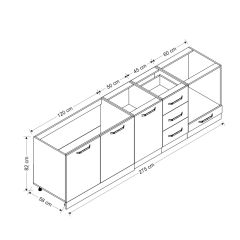 Minar 275 Cm Mutfak Dolabı Beyaz 275-B6-Alt Modül