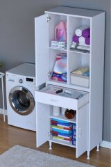 Vellum Beyaz Dolap 60x173x32,5 cm Ebatlarında Çok Fonksiyonlu 60 cm Genişlikte Banyo Dolabı