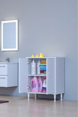 Arden 60 cm Beyaz 2 Bölmeli Banyo Düzenleyici Dolap 1 Raflı Çok Amaçlı Mutfak Dolabı 60x75x32,5 cm