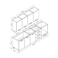 Minar 260 Cm Mutfak Dolabı Beyaz Antrasit 260-A6