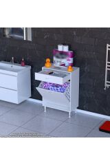 Asil 60 cm Kirli Çamaşır Sepetli Banyo Dolabı 1 Çekmeceli Mutfak Çok Amaçlı Dolap 60x88x32,5 cm