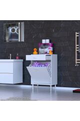 Asil 60 cm Kirli Çamaşır Sepetli Banyo Dolabı 1 Çekmeceli Mutfak Çok Amaçlı Dolap 60x88x32,5 cm