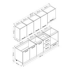 Minar 260 Cm Mutfak Dolabı Beyaz Antrasit 260-A8