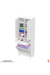 Reli Dolap Beyaz Çok Kullanımlı 60 cm Eninde Banyo Dolabı 60x171x32,5 cm 2 Kapak 6 Raf Dolap