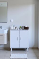 Nirat 60 cm 4 Bölmeli Beyaz Banyo Mutfak Dolabı 3 Raflı Kapaklı Çok Amaçlı Dolap 60x75x32,5 cm