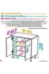 Nirat 60 cm 4 Bölmeli Beyaz Banyo Mutfak Dolabı 3 Raflı Kapaklı Çok Amaçlı Dolap 60x75x32,5 cm