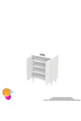 Nirat 60 cm 4 Bölmeli Beyaz Banyo Mutfak Dolabı 3 Raflı Kapaklı Çok Amaçlı Dolap 60x75x32,5 cm