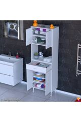 Lora Beyaz Dolap 60 cm Genişliği ve 173 cm Yüksekliği İle Dikey Depolama Ünitesi 60x173x32,5 cm