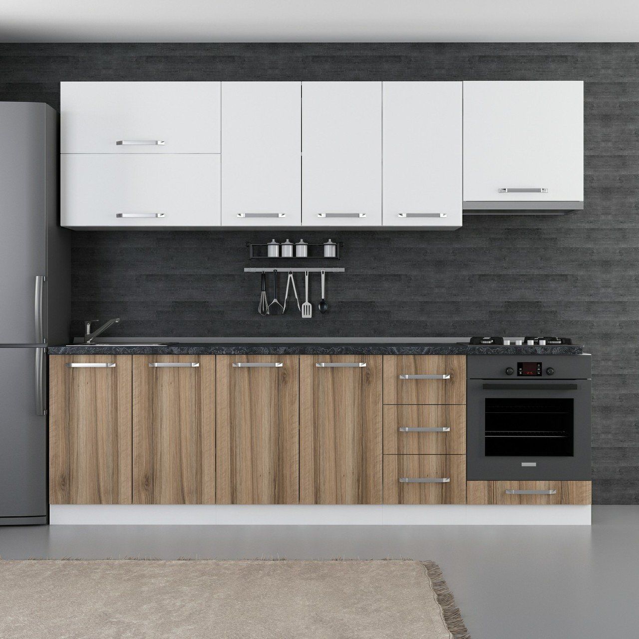 Minar 260 Cm Mutfak Dolabı Beyaz Dore 260-D5