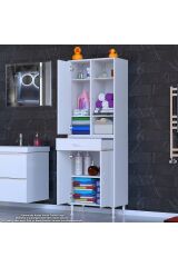 Rivo 4 Raflı Banyo/Mutfak Dolabı 60 cm Beyaz Renkli Çok Amaçlı Dolap 60x173x32,5 cm Ebatlarında