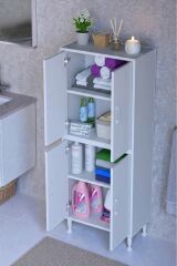 Nuve Geniş Depolama Alanlı Dolap 60 cm Banyo/Mutfak Çok Fonksiyonlu 60x138x32,5 cm Saklama Dolabı