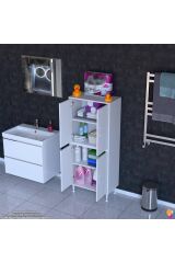 Nuve Geniş Depolama Alanlı Dolap 60 cm Banyo/Mutfak Çok Fonksiyonlu 60x138x32,5 cm Saklama Dolabı