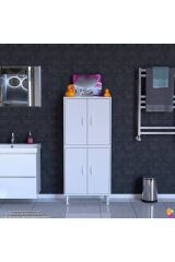 Nuve Geniş Depolama Alanlı Dolap 60 cm Banyo/Mutfak Çok Fonksiyonlu 60x138x32,5 cm Saklama Dolabı