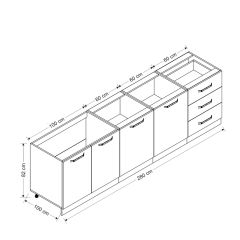 Minar 280 Cm Mutfak Dolabı Beyaz 280-B2-Alt Modül