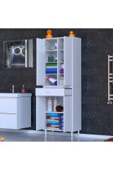 Nexa Modüler Dolap 65 Cm Banyo/Mutfak Dolabı Extra Kullanım Alanlı 65x173x32,5 cm Beyaz Dolap