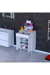Rose 65 cm Beyaz 1 Çekmeceli Banyo Mutfak Dolabı 4 Bölmeli 3 Raflı Çok Amaçlı Dolap 65x88x32,5 cm