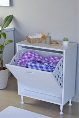 Sare 65 cm Beyaz Sepetli Banyo Dolabı,Mutfak Dolabı 65x75x32,5 cm Oyuncak Sepeti Çok Amaçlı Dolap