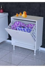Sare 65 cm Beyaz Sepetli Banyo Dolabı,Mutfak Dolabı 65x75x32,5 cm Oyuncak Sepeti Çok Amaçlı Dolap