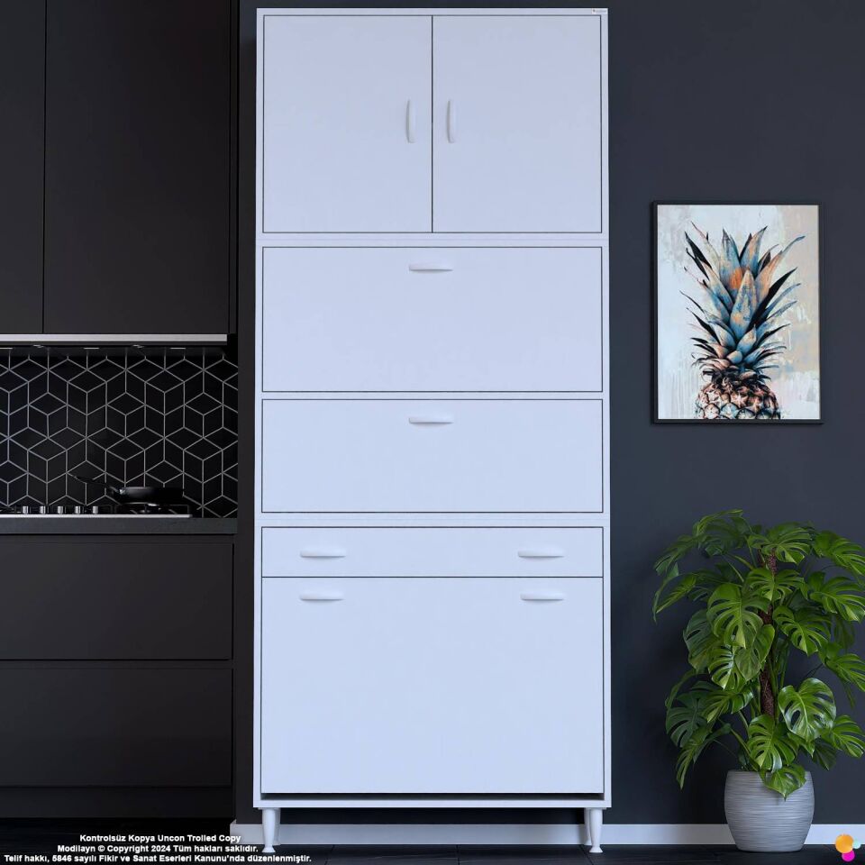 Zümra 100 cm Beyaz Fırın Dolabı Patates Soğan Saklama Dolabı Çok Amaçlı Kiler Banyo Dolabı 100x226