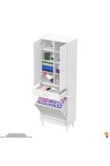 Reli Dolap Beyaz Çok Kullanımlı 65 cm Eninde Banyo Dolabı 65x171x32,5 cm 2 Kapak 6 Raf Dolap