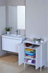 Sabir 65 cm 2 Raflı Beyaz Banyo Mutfak Dolabı 3 Bölmeli Çok Amaçlı Dolap 65x75x32,5 cm Düzenleyici