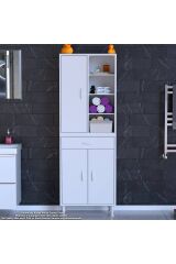 Funci Beyaz Renk G:65 cm Banyo Dolabı 3 Kapaklı 7 Raflı Dolap 65x173x32,5 cm Boyutlarında Dolap